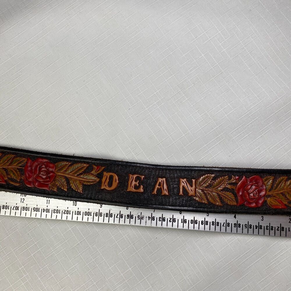 Hand Tooled LEATHER Western Belt "DEAN"! 3D Roses Personalized Handmade Sz 42 - Picture 8 of 16